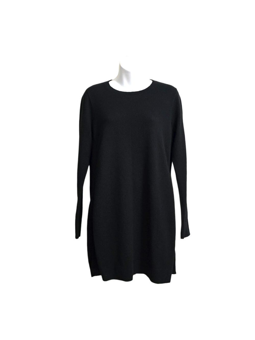 Duluth Trading S'no Sweat Crewneck Tunic Sweater In Black Sz M